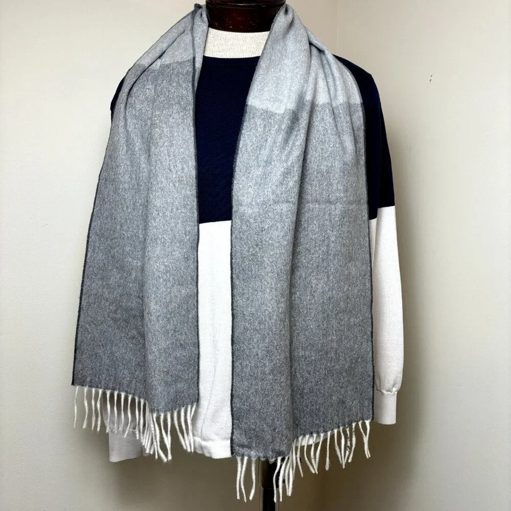 Agnona $650 NWOT Angora Wool Cashmere Scarf Shawl‎ w/ Fringe 11.5